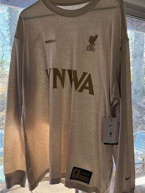 Nike Liverpool FC Beige Long Sleeve 'YNWA' Shirt